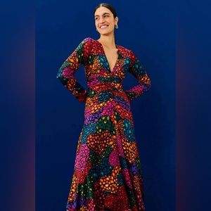 Farm Rio Rainbow Hearts Midi Dress M